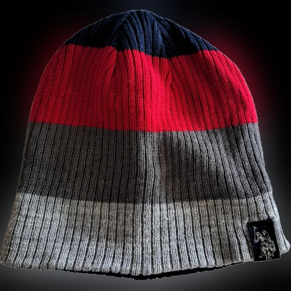 Ralph Lauren Multicolored Striped Beanie Hat Blue Red Gray Silver Kid's O/S NWOT